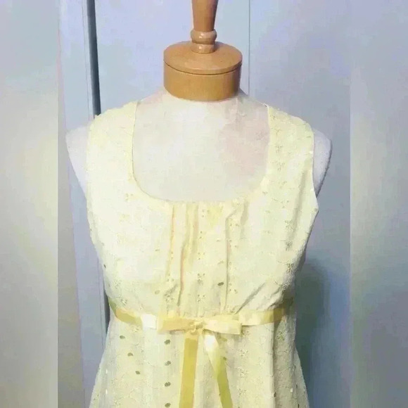 Ashley Ann Embroidered Eyelet Yellow Sundress Lined Tulle Hem Girls Size 14 1/2 - Picture 5 of 16
